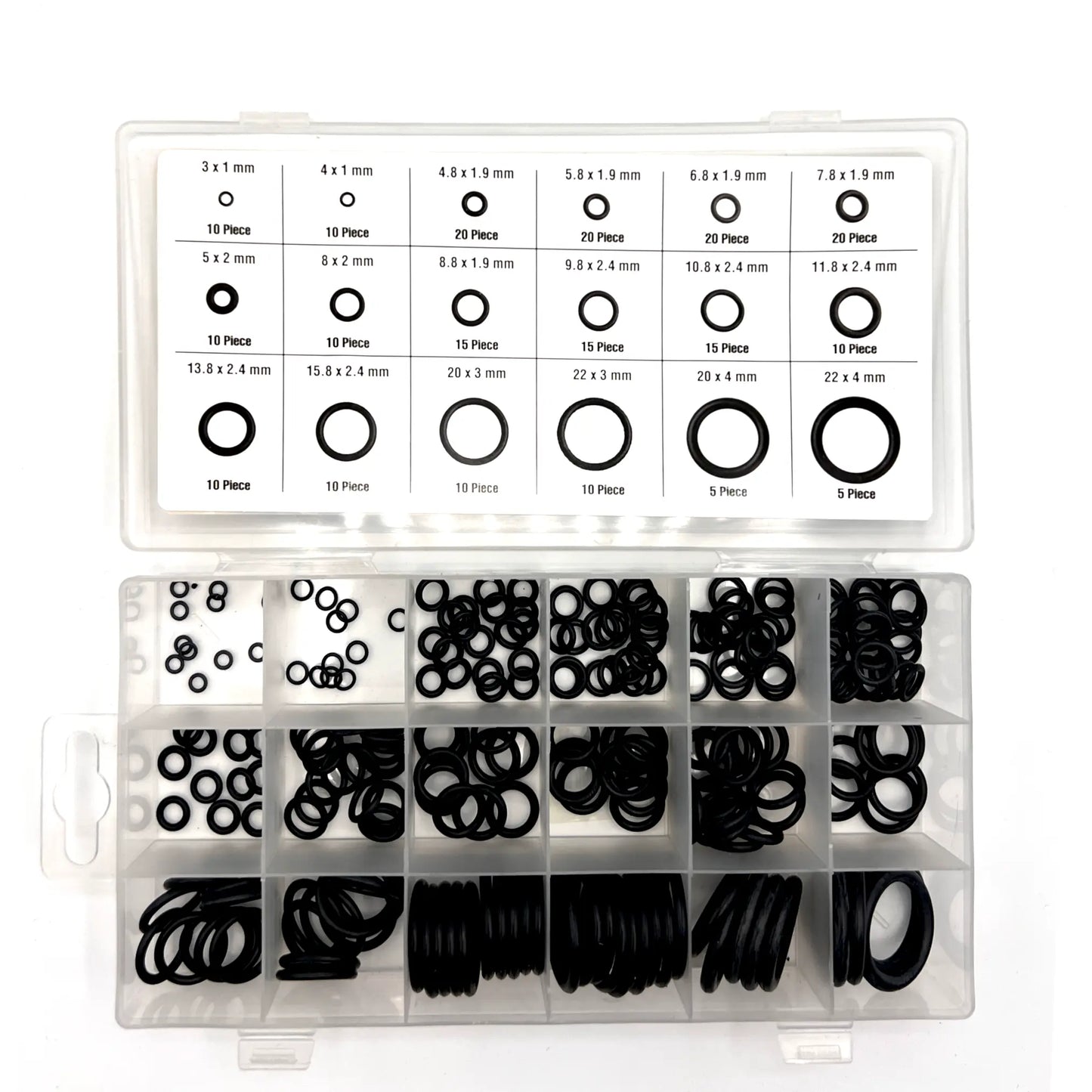Die verschiedenen Größen der O-Ringe in praktischer Sortierbox